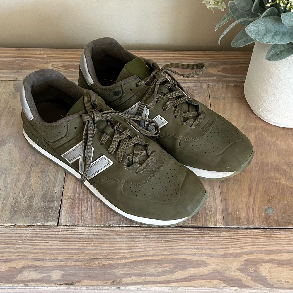 New Balance Olive 574 Lux Reptile Sneakers